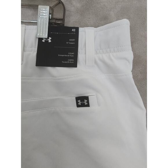 Under Armour, NWT, Mens Golf Shorts White, Size 42 Inseam 10" Pockets Retail $70 - Picture 9 of 14